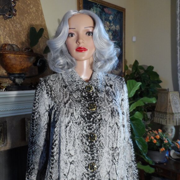 St. John Collection Black & White Python Print Santana Knit Swing Coat Size 4 - Picture 6 of 16